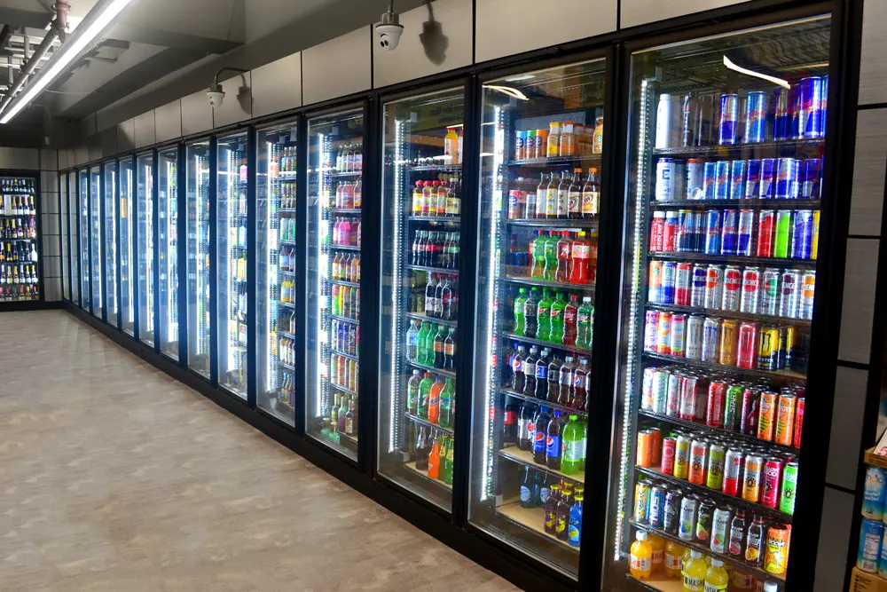 Commercial cooler glass doors