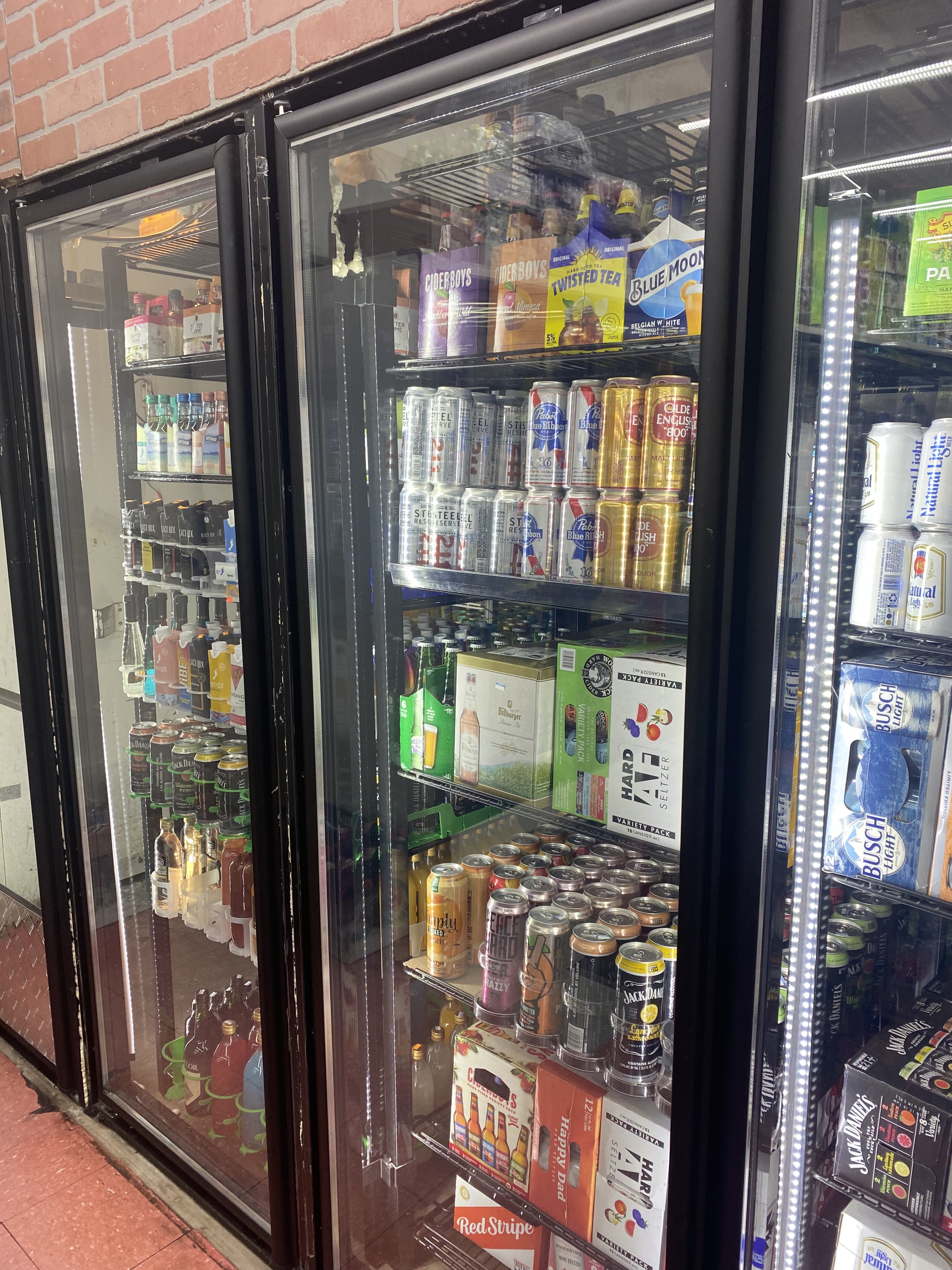 Glass cooler door close-up